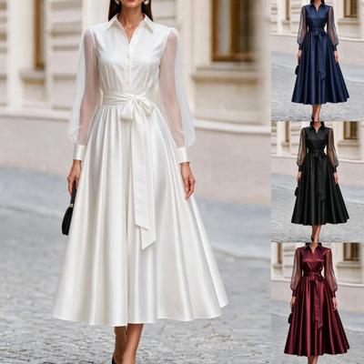 Elegant A-Line Long Sleeve Mesh Overlay Evening Dress Women Formal Occasion Party Gown