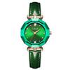 Stylish and Cute Crystal Watch for Women with a Leather and a Lovely Gift for Strap. Waterproof, Brand-name, Business-friendly, Her. Green.