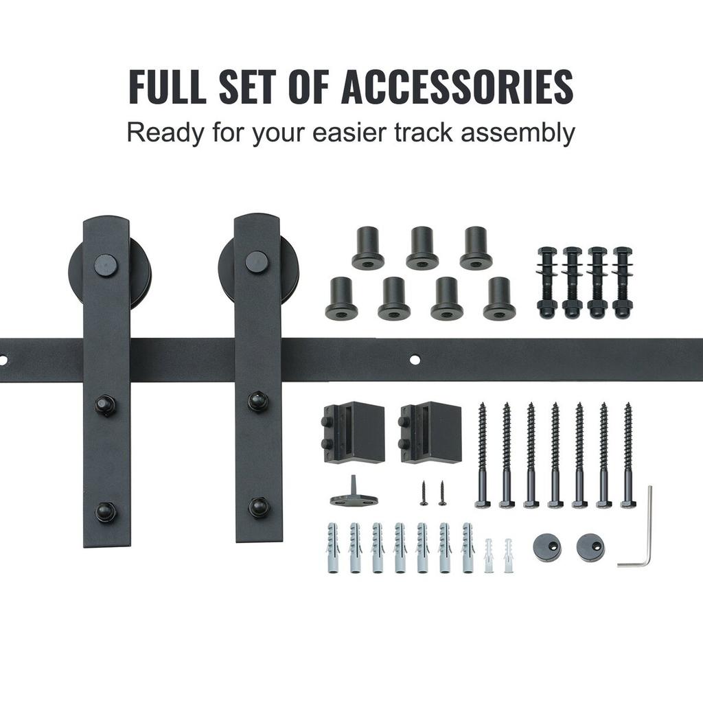 8FT Sliding Barn Door Hardware Kit, 330LBS Loading Heavy Duty Barn Door Track Kit for Single Door, Fit 3.7-4.3FT Wide and 1.3"-1.8" Thick Door Panel,
