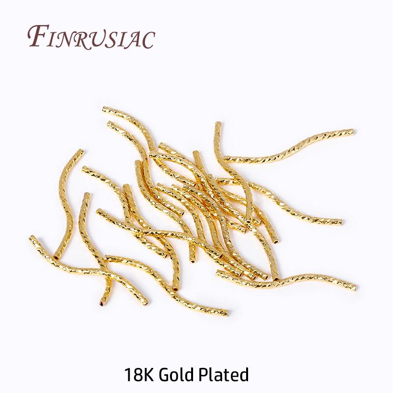 Handmade DIY Jewellery Findings Components 18K Gold Plated S Shape Curved Tube Brass Metal Twisted Tube Beads Connector