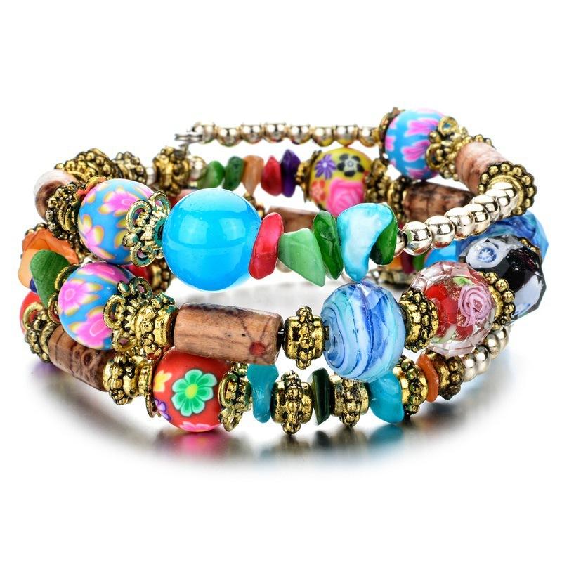 Colorful Beaded Bracelet for Women - Stretch Elastic Wristband Jewelry