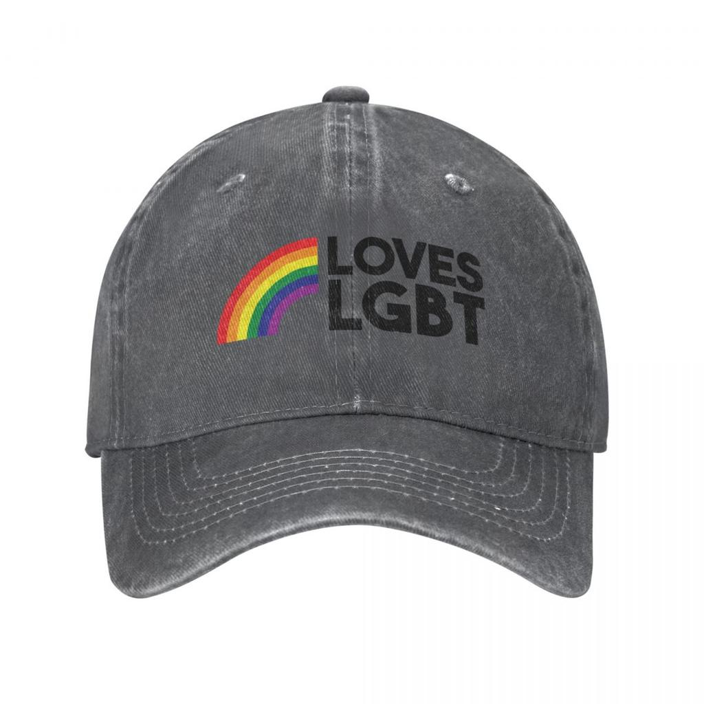LOVES LGBT Baseball Cap Vintage Distressed Denim Pride Gay Rainbow Harajuku Snapback Hat Workouts Unstructured Soft Hats Cap