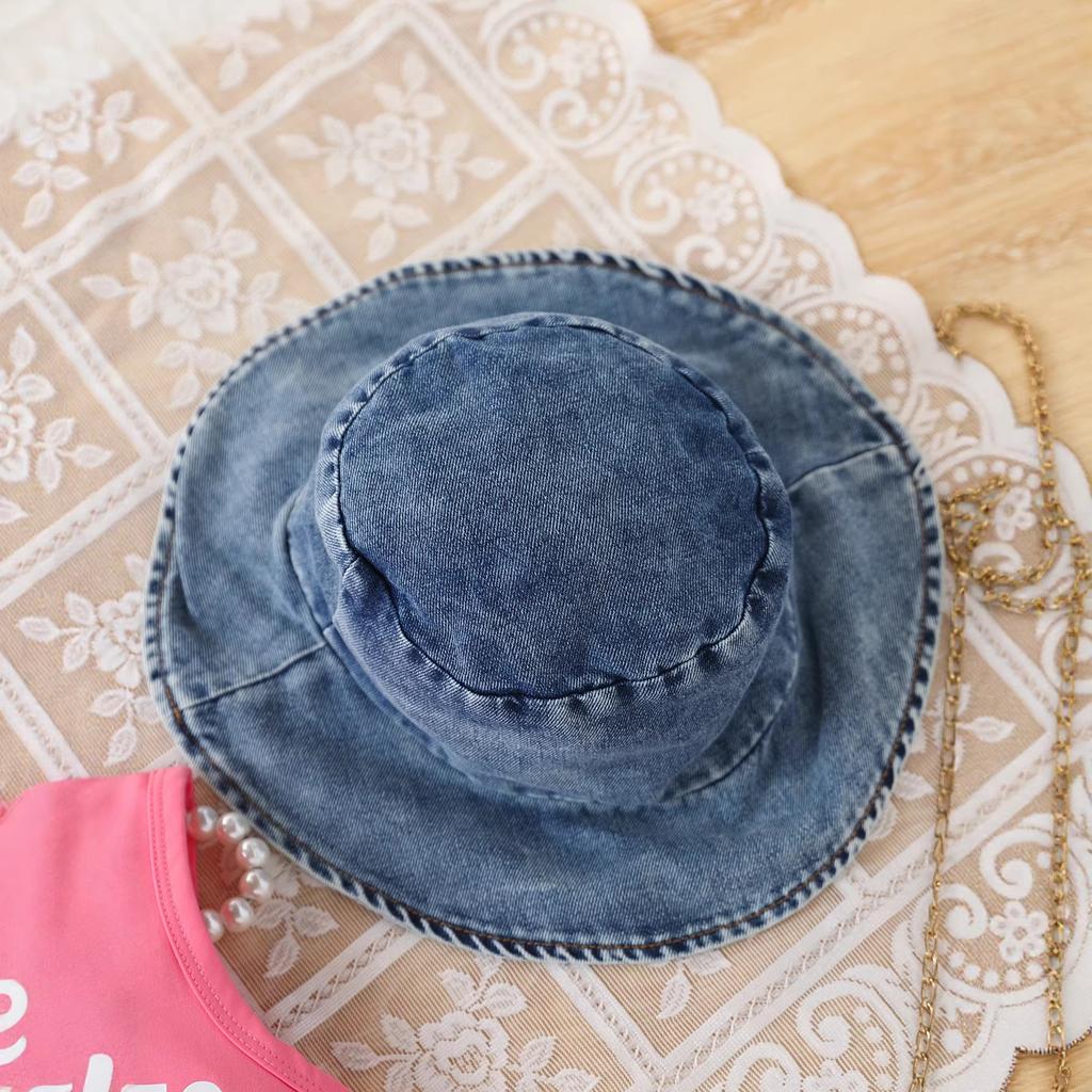 Girls' Fashion Three-Piece Summer Children's Sweet Princess Top + Jeans + Cowboy Hat Set