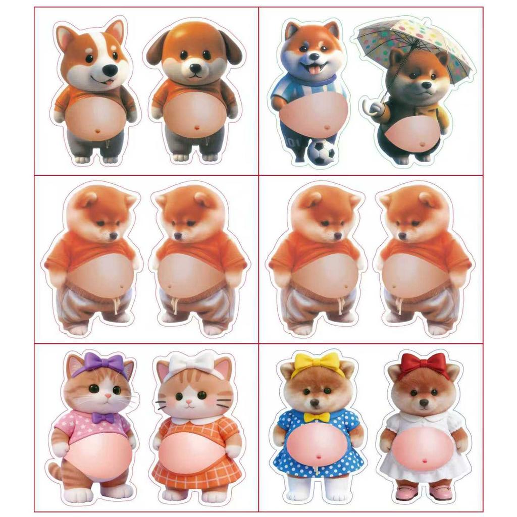 3D Shiba Inu Dog Belly Sticker Soft Belly Sensory Decals Squeeze 3D Stickers ScrapbookingMobile Phone Decoration Stickers