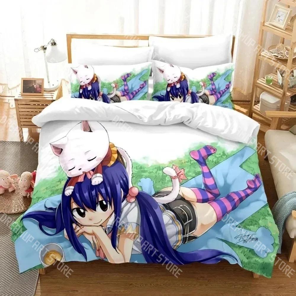 Fashion Anime Fairy Tail Bedding Set Single Twin Full Queen King Size Bed Set Kids Bedroom Duvetcover Sets Bed Sheet Set