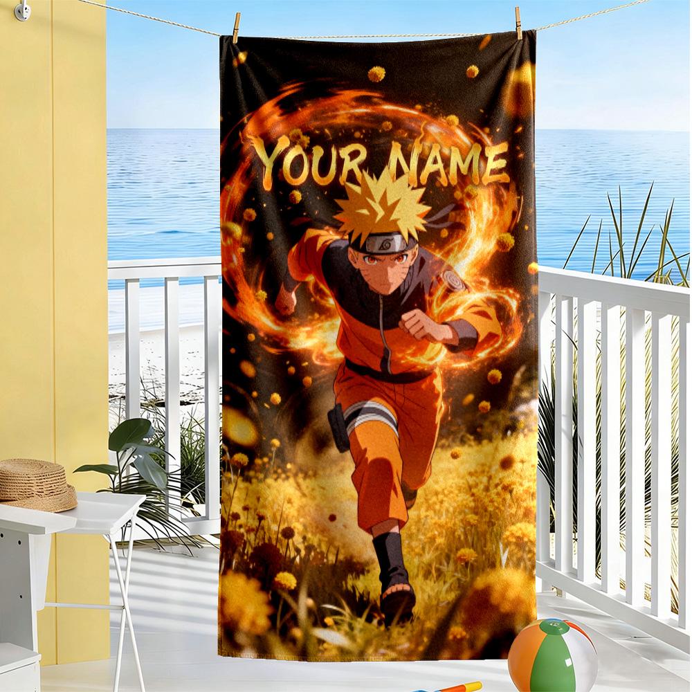 Naruto Character Customize Your Name Beach Towel High Absorbency & Quick-Dry Suitable for Sports Travel Swimming Yoga Bathroom Beach And Pool