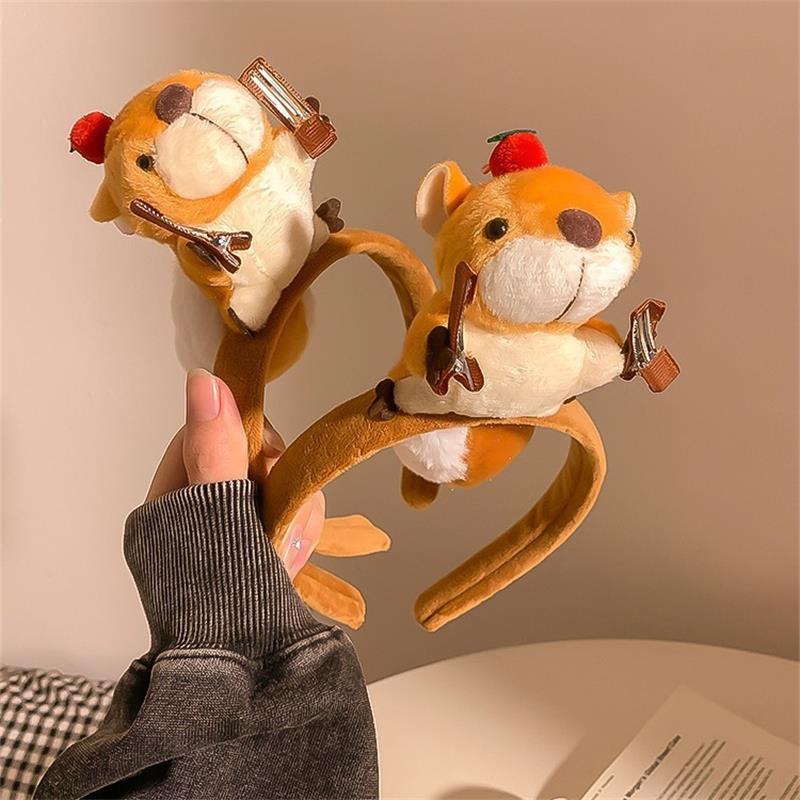 Cartoon Lustige Plüsch Eichhörnchen Puppe Haarreif Haarspange Stirnband Mädchen Niedliches Gesicht Waschen Stirnband Lustiges Haarband Haaraccessoire Geschenke