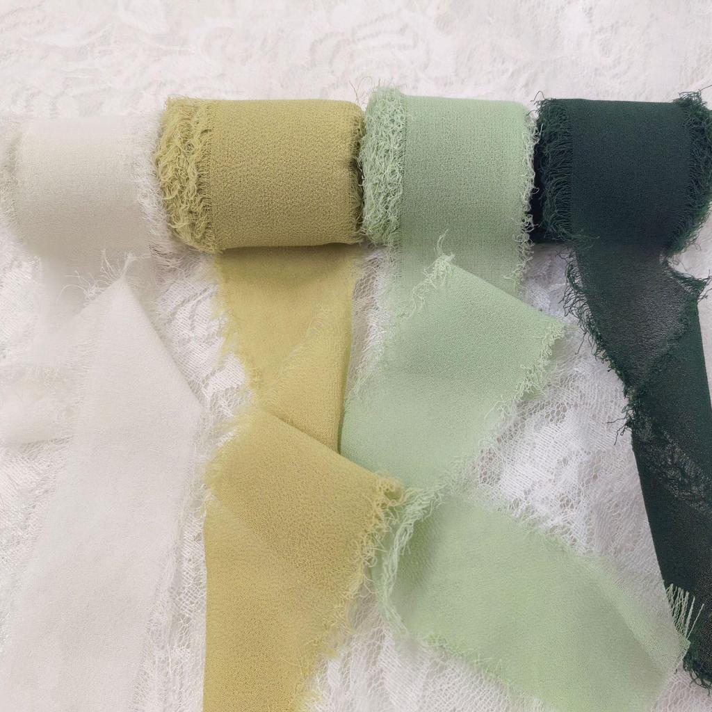 Hand-Torn Raw Edge Chiffon Ribbon Bouquet Streamer for Wedding Flowers