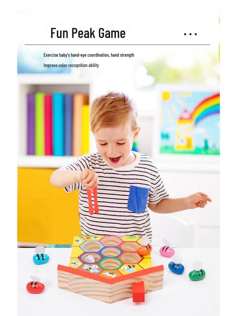 Montessori Bee House Wooden Toy: Enhancing Toddler Hand-Eye Coordination, Brain Development, and Color Recognition