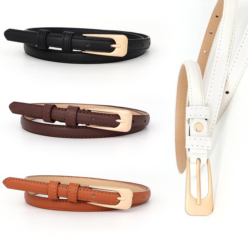 Color Simple Solid Gold Buckle Women Slim Waist Belt Casual Versatile And