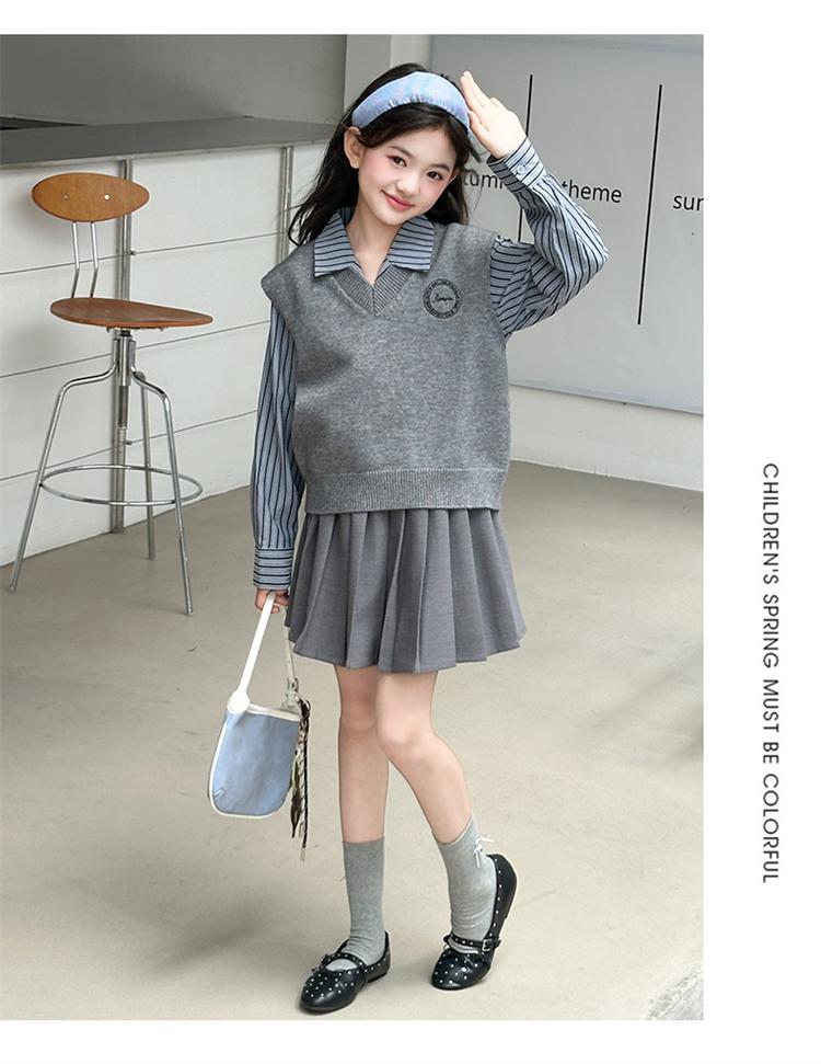Girls' Spring/Autumn Korean Style Vest & Shirt Set