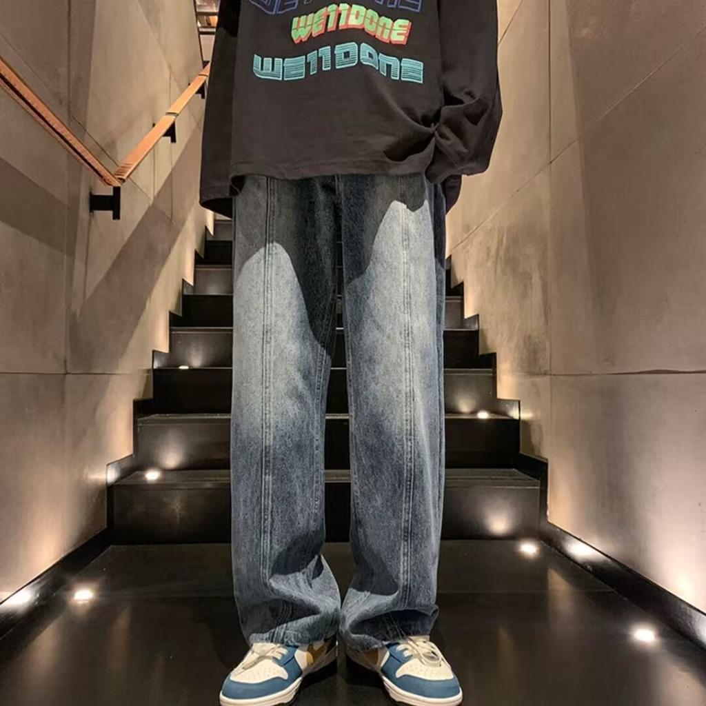 Black Versatile Jeans Men's Spring and Autumn Boys Loose Straight Casual Trousers Vibe High Street Wide-leg Trousers