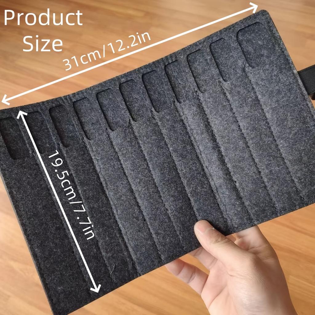 11-Pen Capacity Felt Roll-Up Pen Curtain, Multifunctional Storage Bag for Pens & Brushes