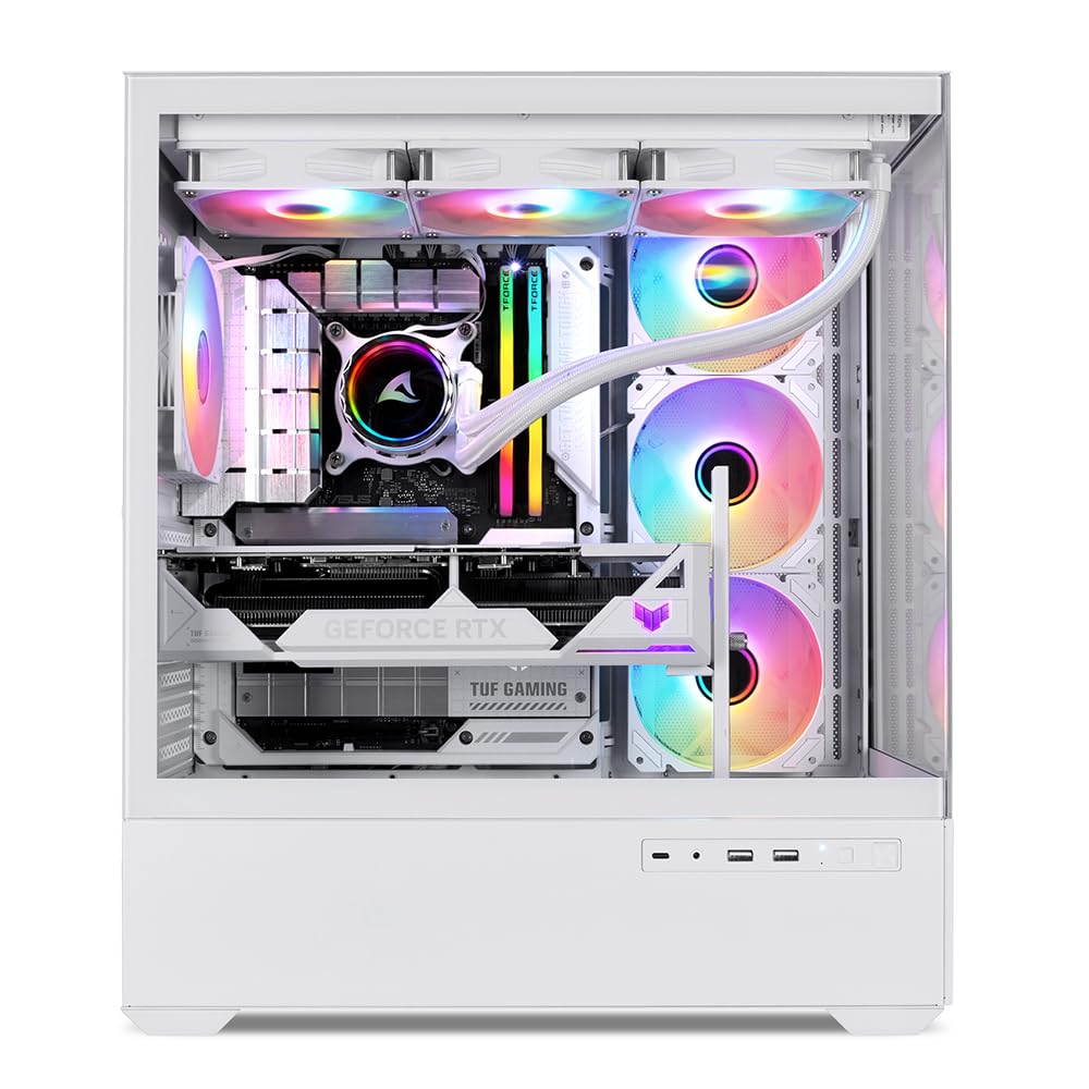 Sharkoon Middle Tower PC Case with Rear Connector Compatibility Pillarless Structure Compatible with Standard Motherboards Equipped with 4 ARGB Fans