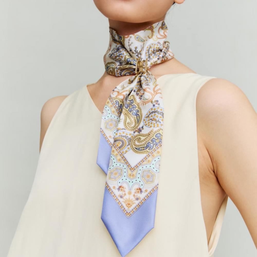 Daks Blue Silk 100 Paisley Petit Scarf Dcsc6f551y1 Single option