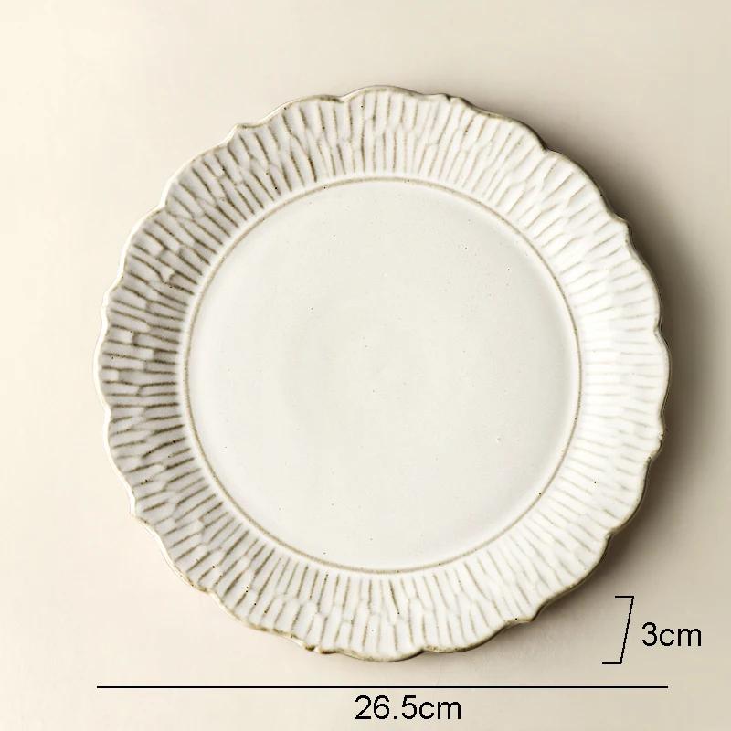 Retro Relief Ceramic Dinner Plate Restaurant Steak Plate Dessert Pasta Plates Fish Plate Molecular Cuisine Specialty Tableware