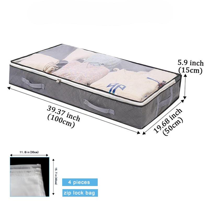Transparent Bed Bottom Storage Box, Foldable Cotton Quilt Bag, Clothing Storage Bag, Household Wardrobe Clothes Storage Dustproof Sorting Bag