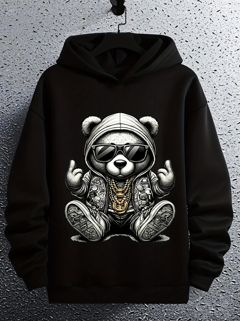 Funny Teddy Bear Graphic hoodie - 100% Polyester Knit