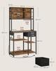 VASAGLE Kitchen Shelf with Power Strip, Coffee Bar with Adjustable Shelves, Fabric Drawer, 12 Hooks, 40 X 100 X 180.2 Cm, Microwave Stand