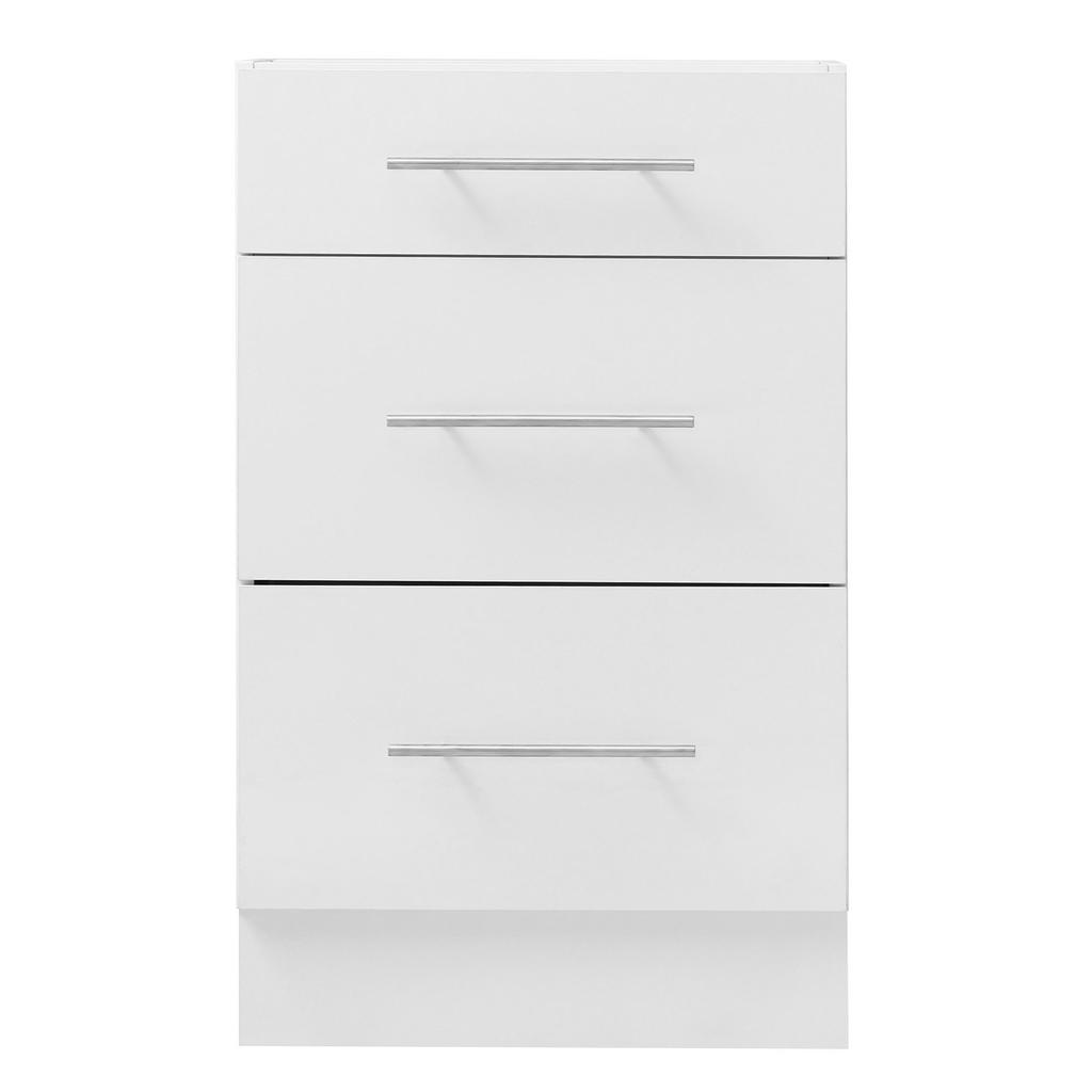White Shaker Base Cabinet Ready to Assemble 50cmW Unassembled Cabinet, 500x475x815 mm(W x D x H), with 3 Drawers, Soft-Close Hardware, Fine Edge