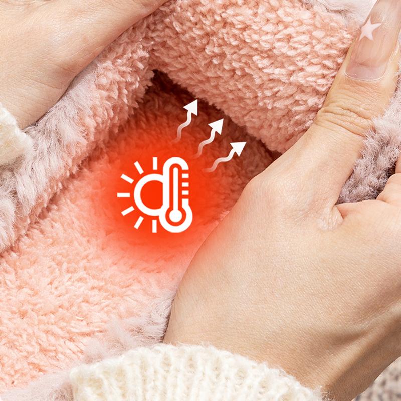 Fashion Cute Platform Plush Slippers for Women Couple Anti Slip Warm Fluffy Home Slides Woman Winter Soft Sole Cotton Indoor Shoes 45