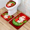 Christmas Toilet Three-Piece Floor Mat Bathroom Three-Piece Carpet Doormat