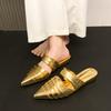 Fashion Luxury Women Flats Slippers Pointed Toe Mules Shoes Women's Sandals 2025 Elegant Party Flip Flops New Fashion Slides Woman Shoes