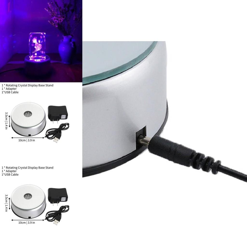Elegant 110v-220v 3d Crystal Laser Display Light Base Stand Featuring Stylish Rotating Led Night Light Adapter