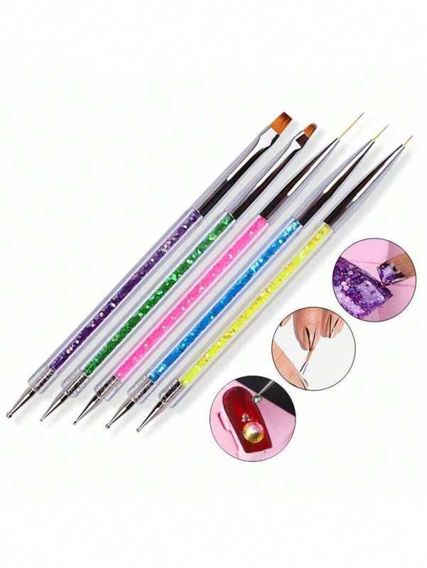 5 Nail Pen Set, Onion Powder Rod Crystal Pen, Nail Brush, Painted Pen, Nail Pen Green, Nail Arrangement Pen Set