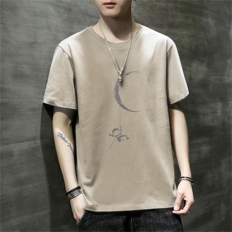 Men'S Short-Sleeved T-Shirt New Summer Trend Korean Version Loose Bottoming Shirt Clothes T-Shirt Large Size Teen