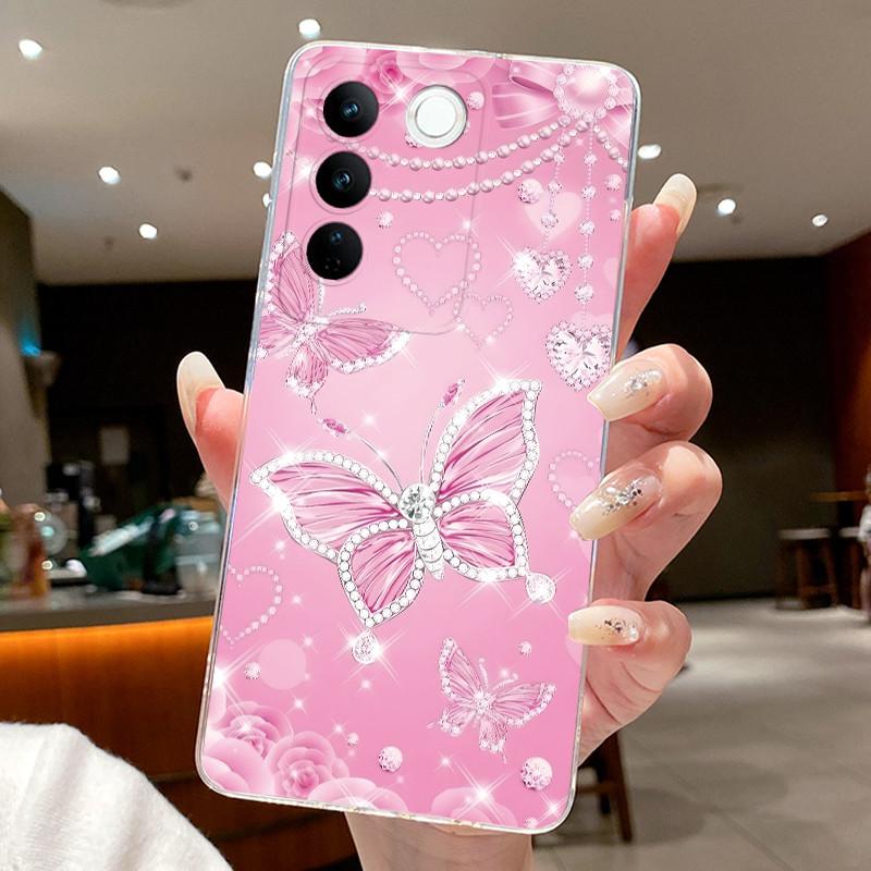 Case For Vivo V27 Capa Cases For Vivo V27E Flower Butterfly Protective Thin Case For Vivo V27 Pro Soft Silicone TPU Phone Cover