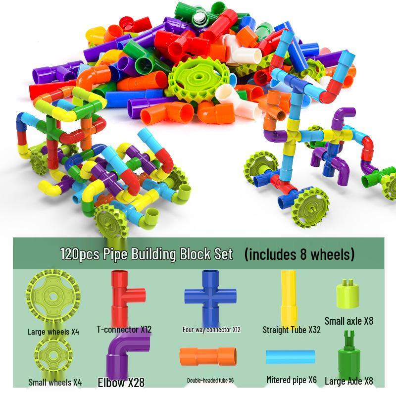 Interlocking Water Pipe Building Blocks: Early Education Puzzle Toys for Kids