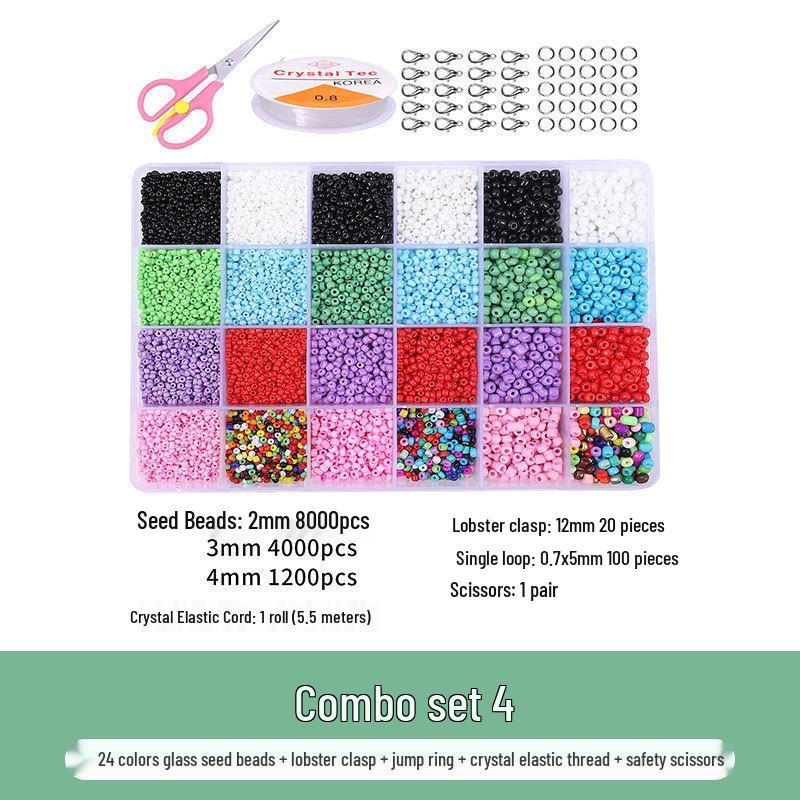 

Набор для изготовления ожерелья и браслета из стекляруса 24 цветов с застежкой-лобстером