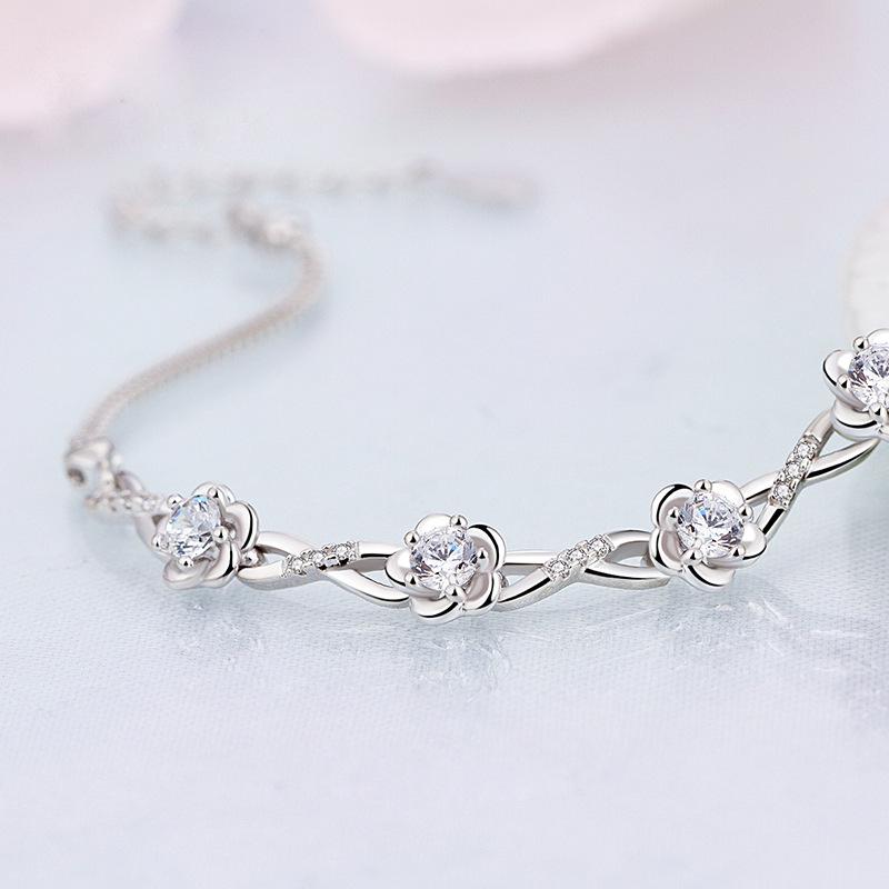 Vintage Silver Plated Bracelet for Women with Blooming Plum Blossom Design Elegant Hand Jewelry