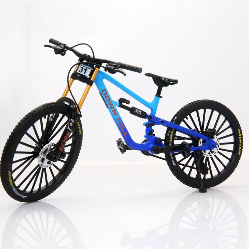 Simulated Alloy Mountain Bike Model with Dual Shock Absorption - Mini Bicycle Ornament