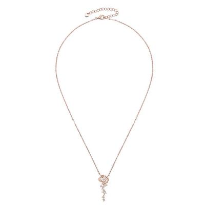 Roségold-Voll-Moissanit-Halskette, original zertifiziert, 18 Karat vergoldet, 925er Silber, Rosenblumen-Chokerketten für Damenschmuck, GRA