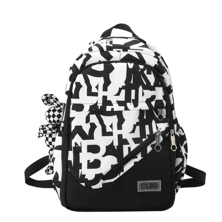 Graffiti Print Small Fresh Backpack Trend Simple Fashion High School Student Large Capacity Schoolbag College Student Couple