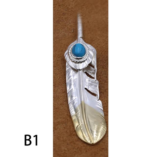 Ювелирные изделия из стерлингового серебра S925, ретро тайское серебро, мужская и женская синяя бирюзовая подвеска с перьями, подвеска-свитер