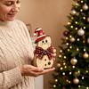 Poplar Plywood Holiday Gifts Christmas Wooden Tabletop Figurine, Hand Painted Santa Reindeer Cat Decor, Rustic Farmhouse Style Wood Ornaments Statues