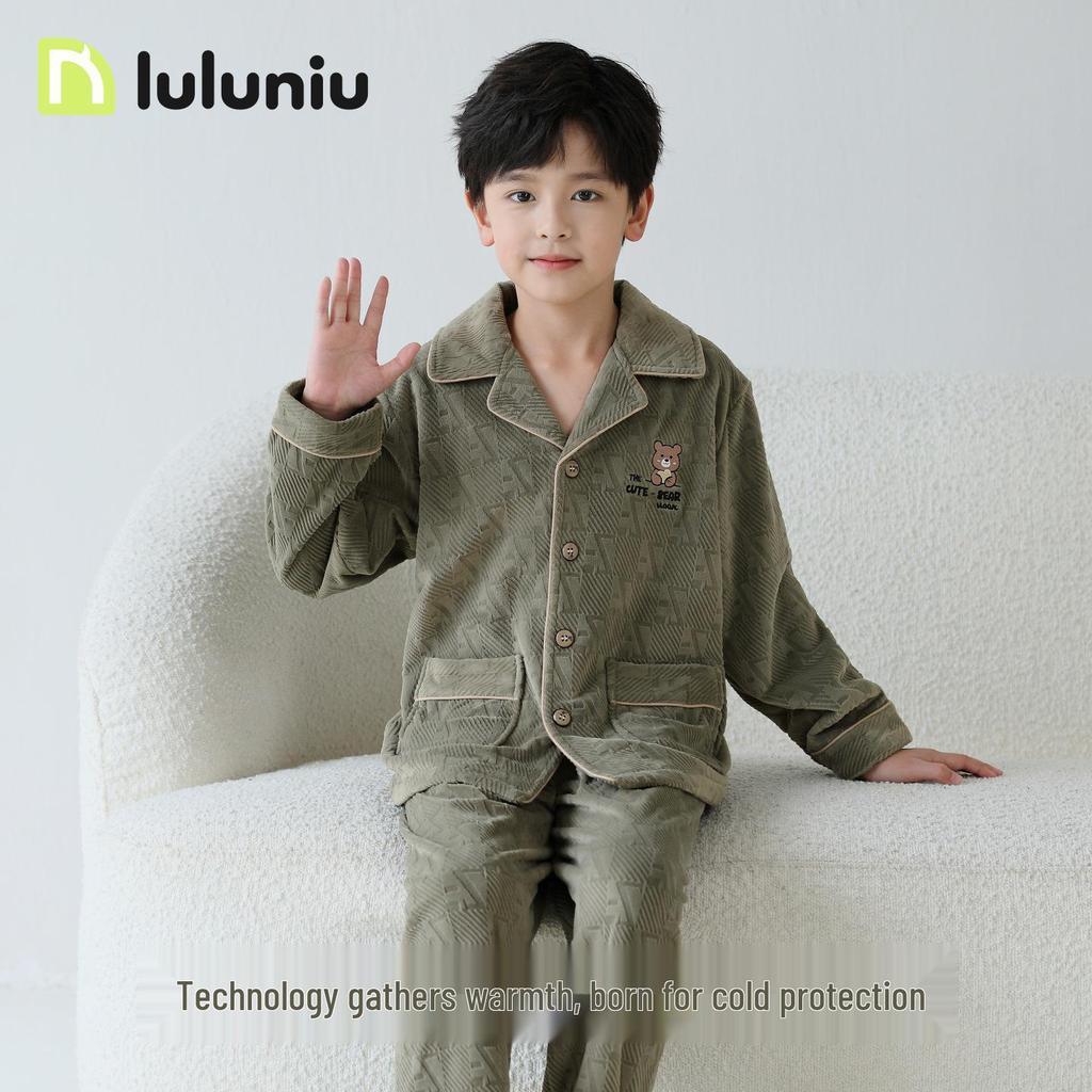 Boys' Thick Fleece Pajamas - Autumn/Winter 2025 Collection