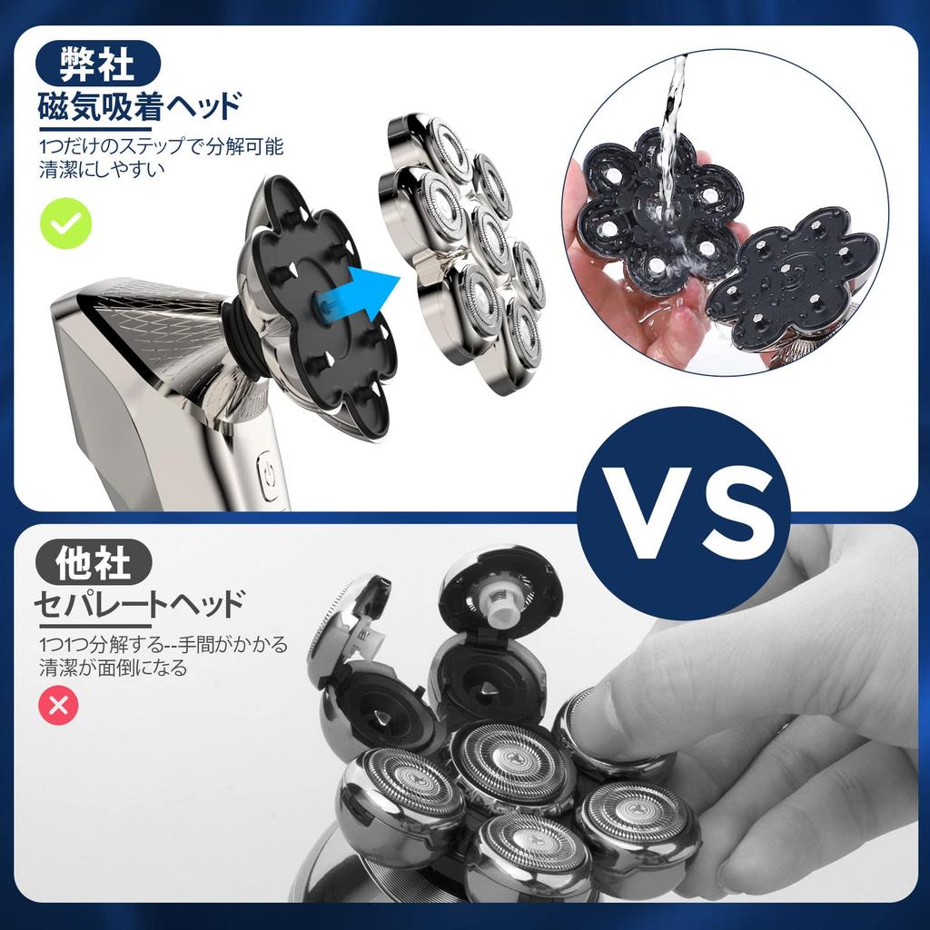 Beedove 7D Magnetic Shaver with 126 Electric Shaver for Hair Clipper for Nose Hair Trimmer with LED Display USB Charging Cable and Japanese Blades,