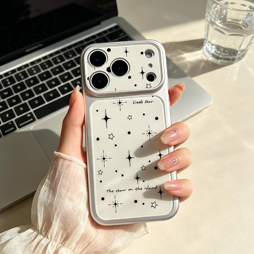 Ins Grey Starlight Suitable for 15/17pm Apple 16Pro Silicone Protective Case 17max Imitation Glass iPhone17