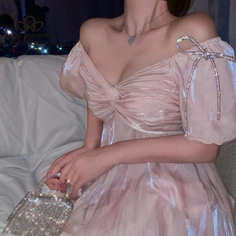 Summer Fairy Dress Women French Style Pink Lace Chiffon Sweet Dress Party  Night Japan Style Kawaii Sexy Elegant Dress Buy cheaply on Joom