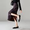 New Chinese Style Printed High Waisted Split Skirt 2026 Spring and Autumn Temperament Commuting Versatile Mid Length Skirt
