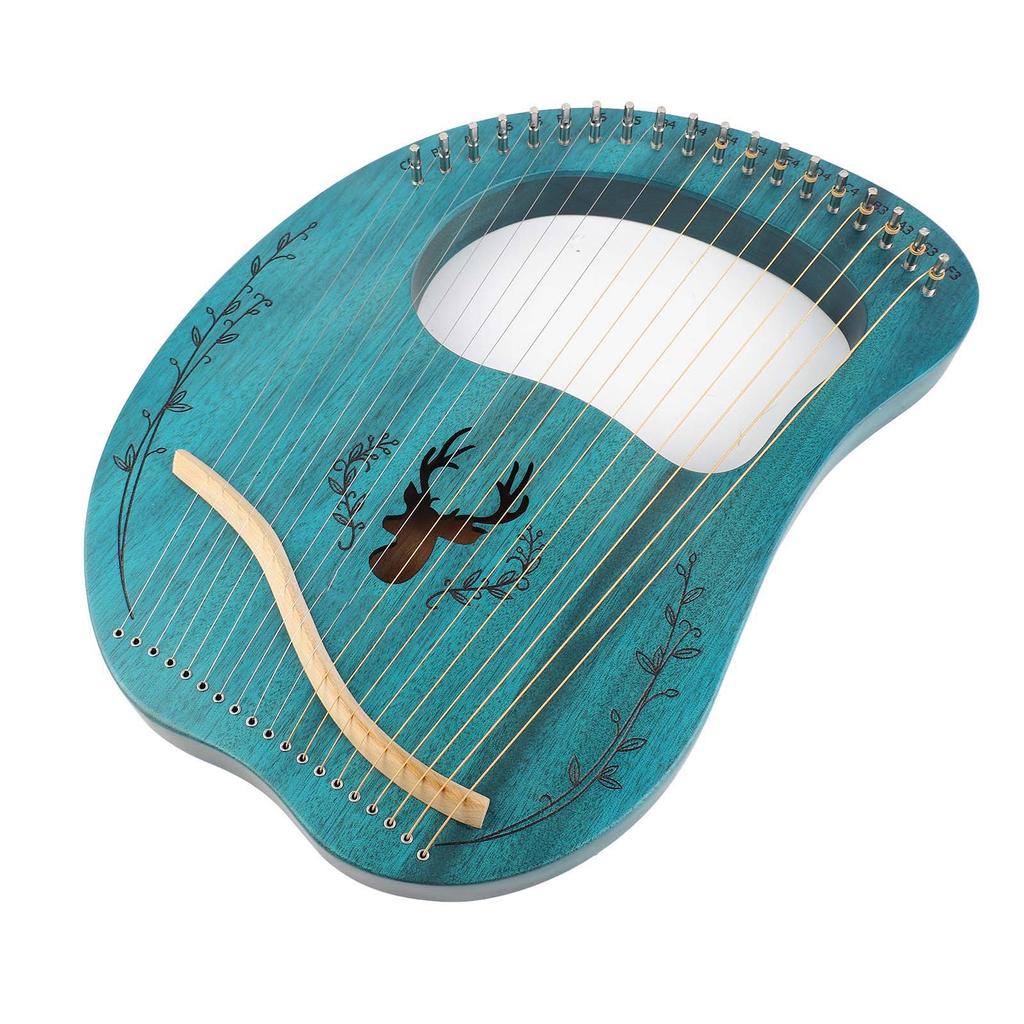 19 String Lyre Harp Portable Wooden Resonance Box String Instrument with Tuning Wrench and Picks for Beginners
