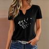 Fashion Funny Cat Flower T-shirt V Neck Casual Y2k Style T Shirts Women Short Sleeve Tee Shirt V-Neck Summer Spring