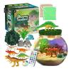 1 sett opplyst Dinosaur Terrarium Kit med LED Glow-in-the-mørke maleri DIY Barn Dino Mikrolandskap Nattlampe Håndverk Lekesett Småbarn Gutter Jenter