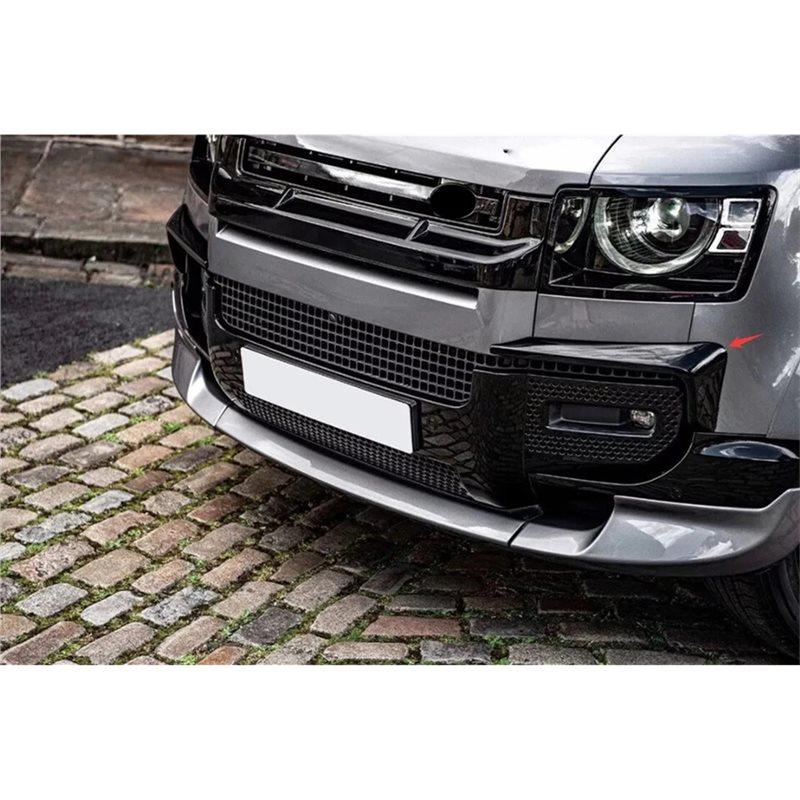 Car For Land Rover Defender 2020-2026 2Pc Front Bumper Lip Splitter Fin Glossy Black