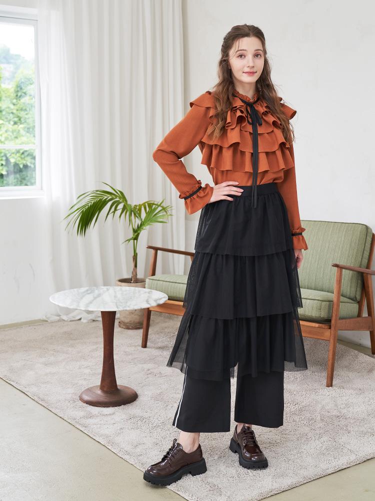 L By L Black Tulle Tiered Skirt