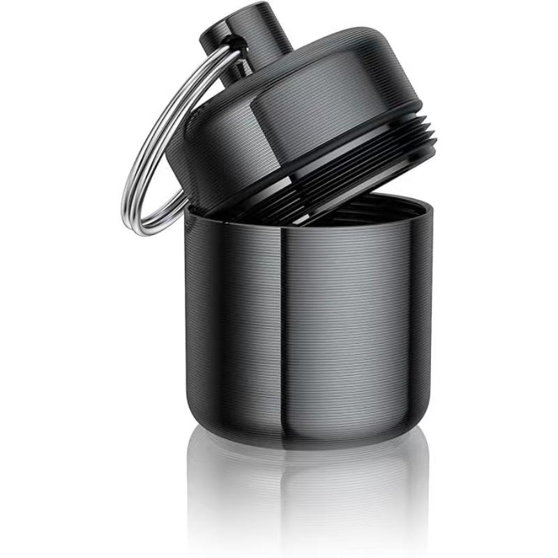 Mini Pill Box Keychain Waterproof Metal Pill Case Secure Lock Portable Travel Medicine Holder With Key Ring For Outdoor Survival